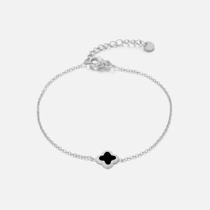 Armband Kleeblatt Silber/schwarz