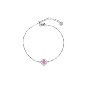 Armband Kleeblatt Silber/rosa