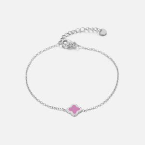 Armband Kleeblatt Silber/rosa