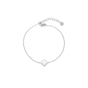 Armband Kleeblatt Silber/weiß