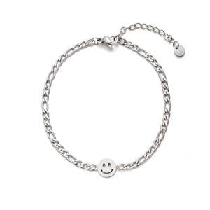 Gliederarmband mit Smiley Gesicht Silber