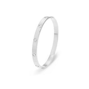 Bangle Stein Kleeblatt Silber