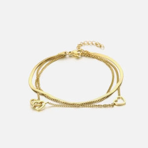 Dreischichtiges Herzdesign Armband Gold