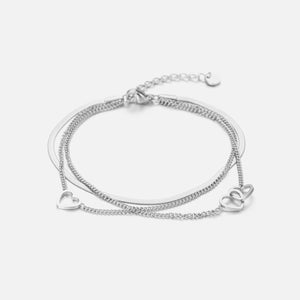 Dreischichtiges Herzdesign Armband Silber