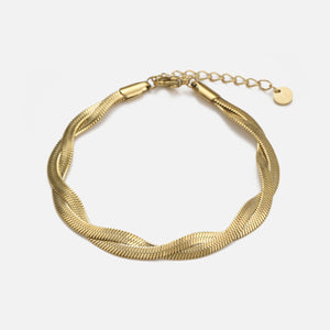 Flaches gedrehtes Armband Gold