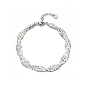 Flaches gedrehtes Armband Silber