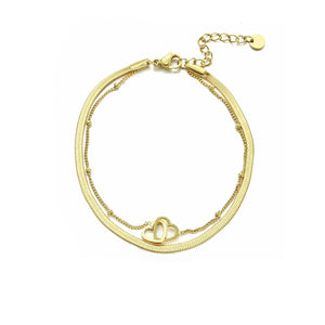 Zweischichtiges Armband Herzen Gold